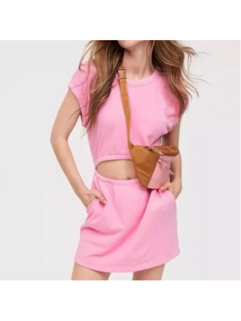 Aerie Cutout Fleece Mini Dress // Pink
